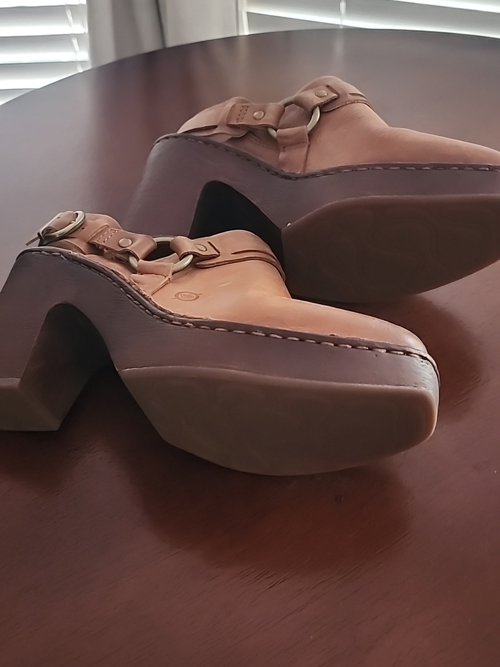 Born Tan Leather Slingback Clog Mules - Picture 4 of 7